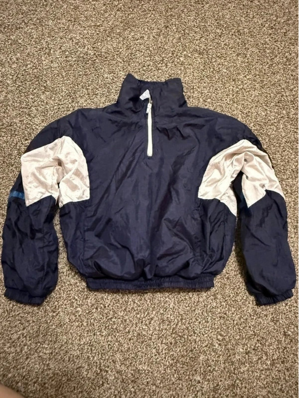 Vintage Vertical Active Kids M 5-6 Navy Colorblock Windbreaker Pullover Jacket